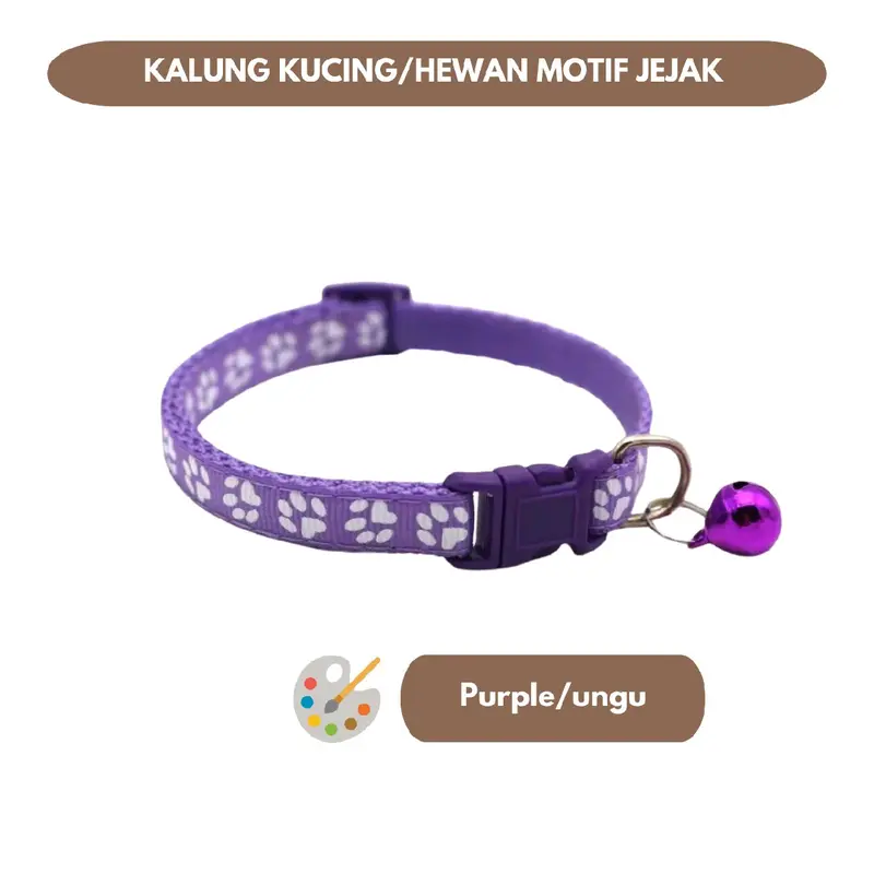 Kalung Kucing/Hewan Peliharaan Motif Jejak Motif Dengan Lonceng 5