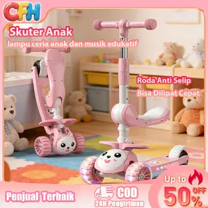 Cuna Feliz Home Skuter Anak Laki-Laki & Perempuan Usia 1-3-6-12 Tahun – 3-in-1 Skuter Goyang yang Dapat Duduk, Berkendara & Menginjak