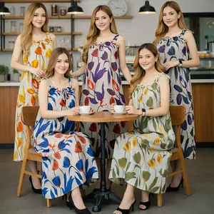 Yukensi Daster Latulip Midi Ld 120cm Pb 120cm Bahan Rayon Premium Baju Wanita Santai Nyaman Kelembutan Cocok Tidur Aktivitas Bumil Pendek Motif Bali Mewah