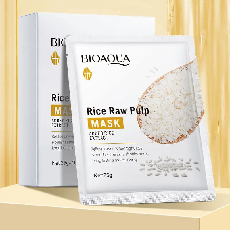 10 Sheets Rice Raw Pulp Skin Care Sets Face Mask Facial Serum Eye Cream Moisturizing Anti-Aging Skin Whitening Beauty Face Care