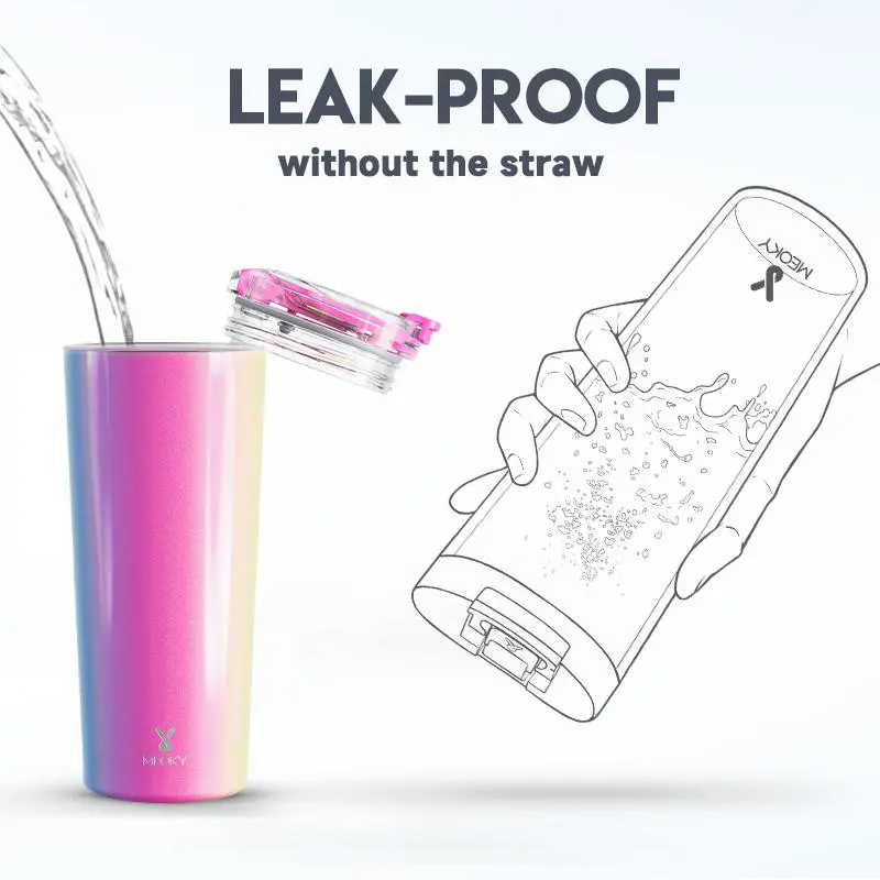 【 Meoky Tumbler 】 24 Oz Car Water Bottle, Cute Water Bottle, Tumbler, Made Of Food Grade Stainless Steel Material, Non-Slip Bottom, Two Drinking Design Coffee Cups, Can Keep Warm For 8 Hours Or Cool For 24 Hours, Holiday Gift （Father's Day） 1