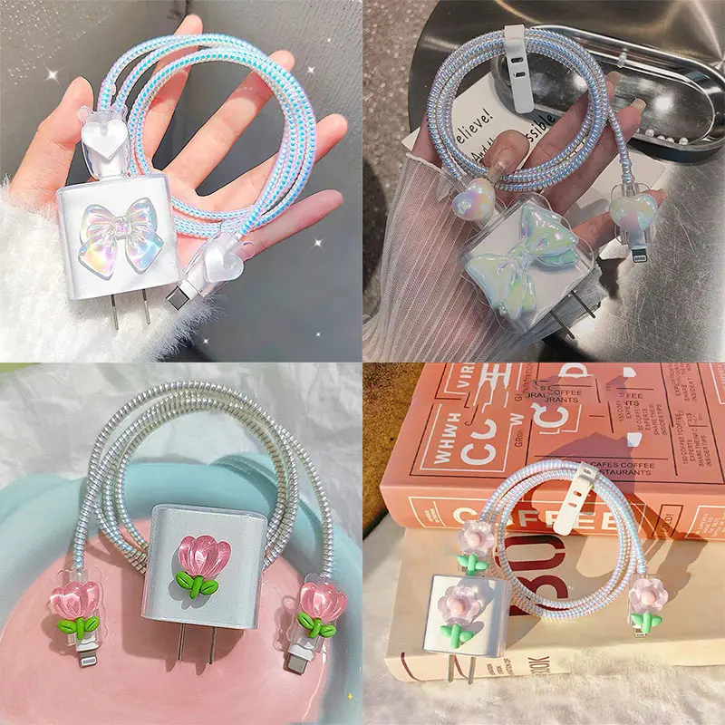 Cáp dữ liệu sạc nhanh, Thiết kế hình nhân vật hoạt hình, Ốp bảo vệ, Saury-PH Vỏ bảo vệ và bộ sạc, Thích hợp cho các thiết bị Apple