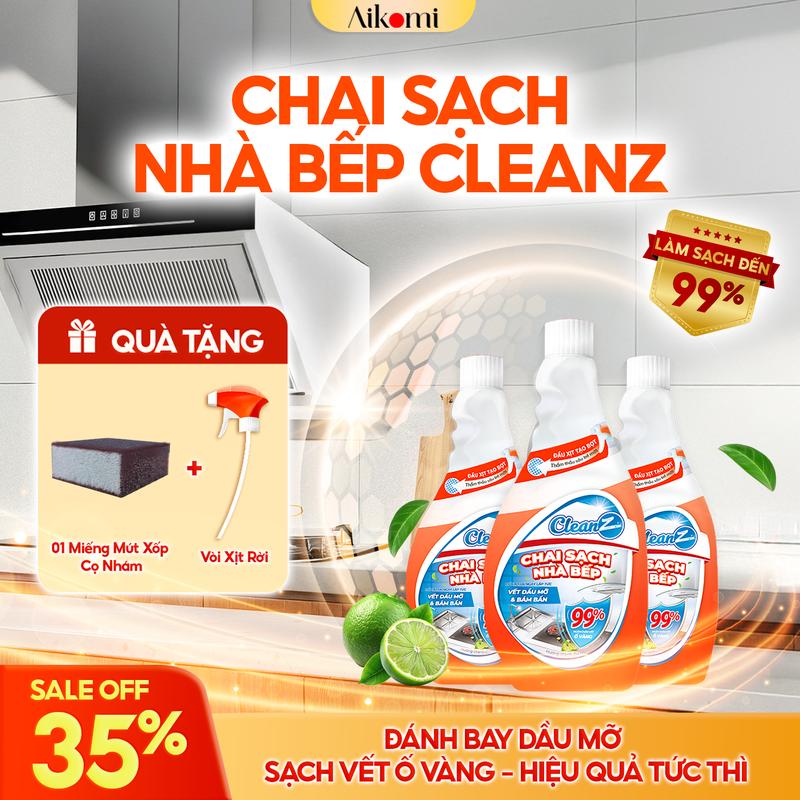 Chai xịt tẩy dầu mỡ nhà bếp CleanZ 450ml đánh bay vết bẩn cứng đầu trên xoong nồi,tường gạch, lưới máy hút mùi Làm Sạch