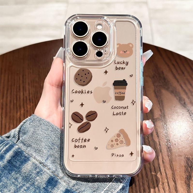 Vận chuyển 3 ngày toàn quốc - Ốp lưng Samsung trong suốt - Thiết kế gấu trúc cà phê "Lucky Bear" cho Samsung S24/S23/S22