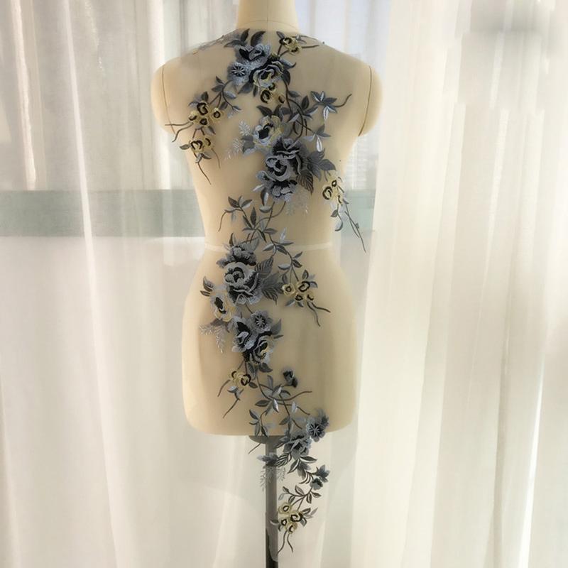 1 Set Flower Embroidery Patch For Wedding Dress Clothing Sew On Floral Patches Diy 4