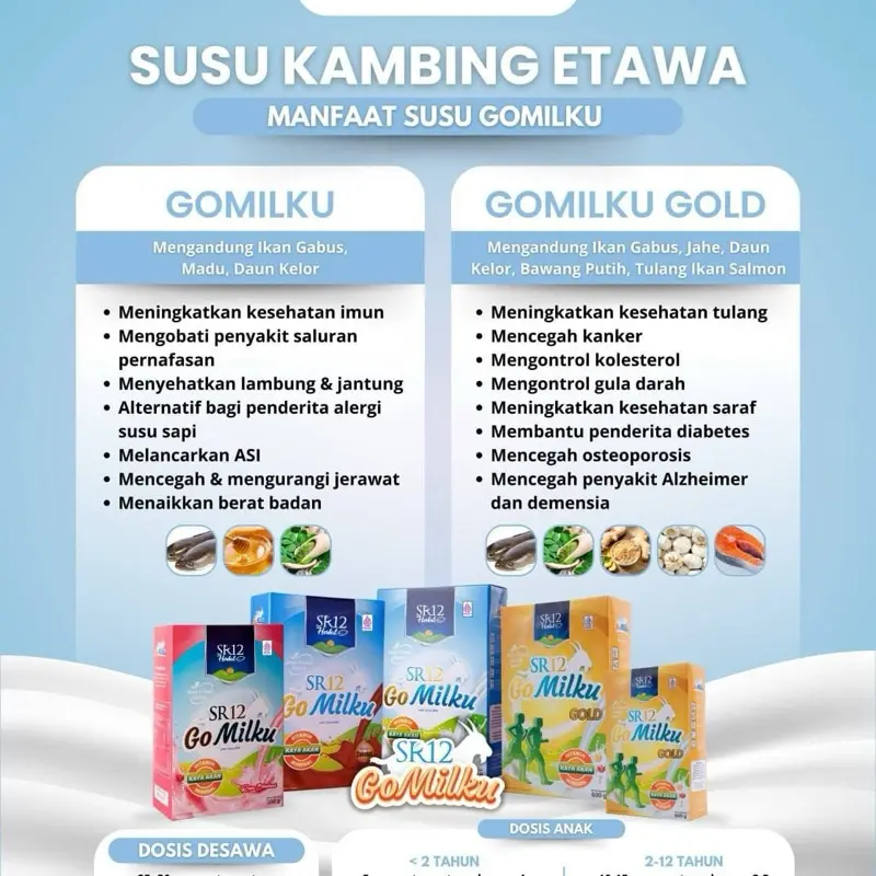 Susu Kambing Etawa Bubuk Sr12 Gomilku rendah gula 200g Coklat Cokelat
