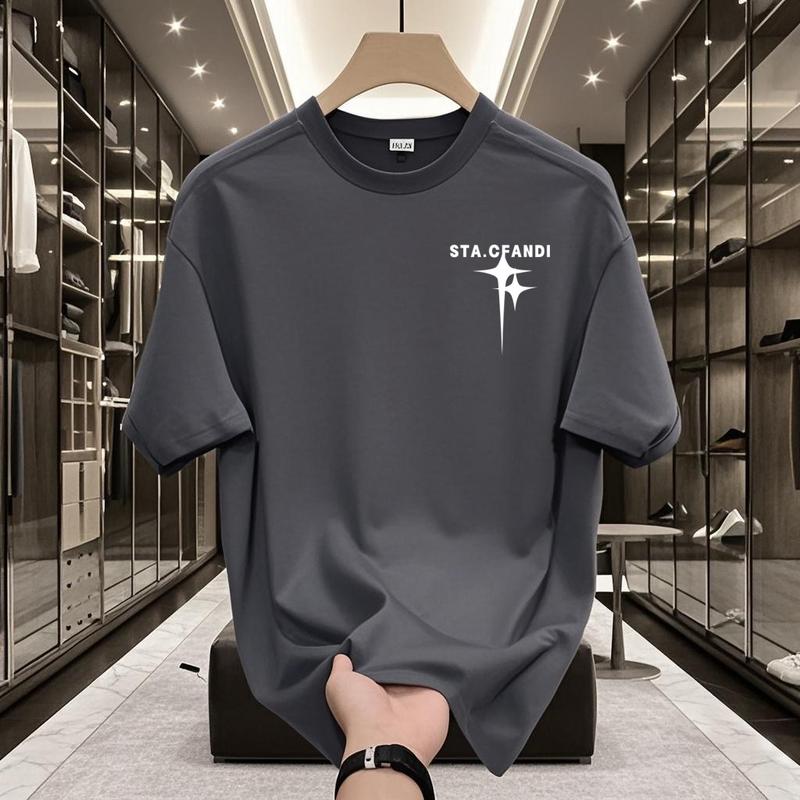 A0046 Cao cấp Áo thun tay ngắn in , chất liệu cotton nguyên chất 2025 mùa hè, phong cách Hàn Quốc hợp thời trang, rộng rãi cho nam và nữ Sự đơn giản,