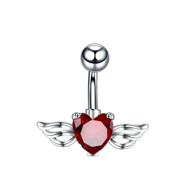 belly piercing anting pusar Berbentuk hati Zirkon Fesyen Sederhana piercing pusar 16mm diameter Cincin Pusar Sayap Perhiasan Tindik Perhiasan pasangan uniseks 5