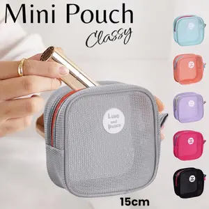 Pouch Kosmetik Mini Jaring Tas Cosmetic Travel Pouch Portable Jaring Tas Make Up Travel Serbaguna