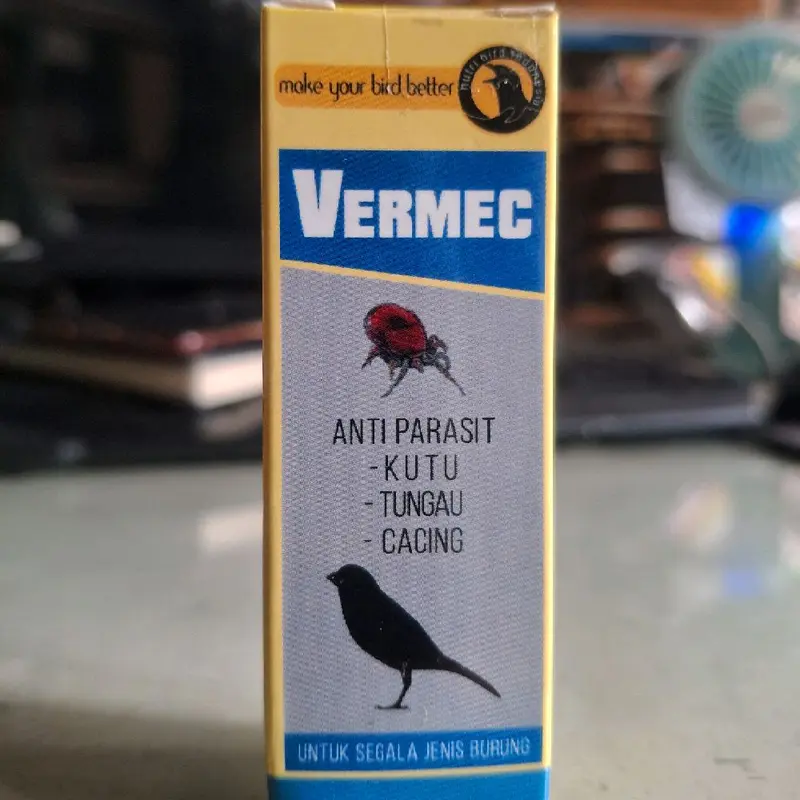 Vermec obat yang diformulasikan untuk mengatasi penyakit yang disebabkan oleh parasit seperti Tungau , Kutu dan Cacing yang menyerang burung 0