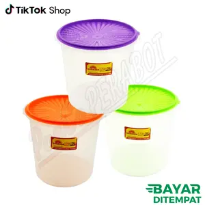 PALING MURAH!!! 12 PCS Toples 5 L / Toples Kerupuk / Toples Bening / Toples Tutup Plastik Wadah