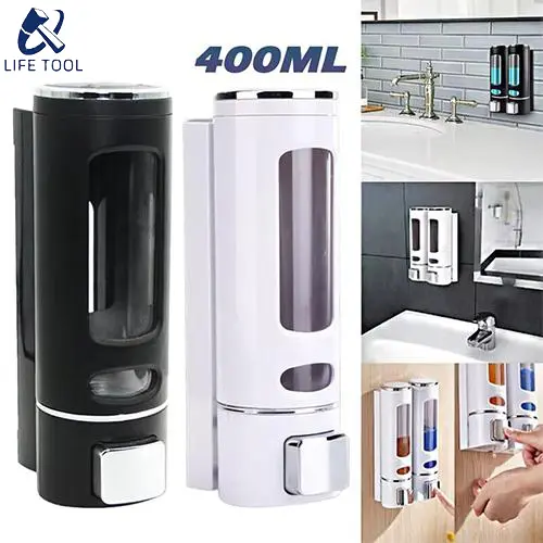 Life tool/Dispenser Sabun Cair Tempel Dinding 400ML Manual Wall Mounted Bathroom Liquid Soap Dispenser Aksesor Wadah Sabun Cair