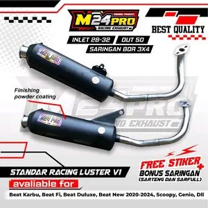 Knalpot Standar Racing Luster V1 M24PRO inlet 28-32 out silencer 50 moncong kenochi sarbor 3x4 motor beat Karbu scoopy vario 125 150 led old led new pcx nmax aerox