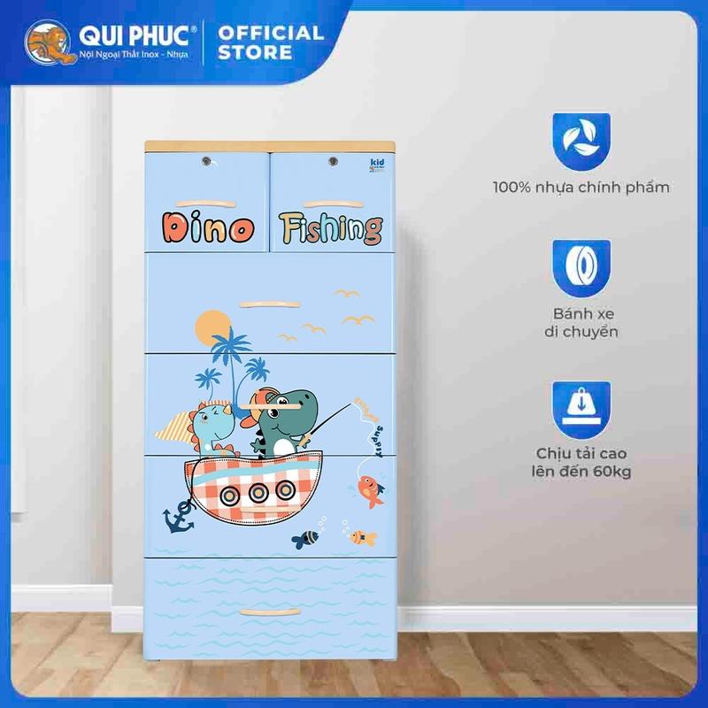  Tủ nhựa Kid 5 tầng QUI PHÚC đựng quần áo cho bé tiện lợi an toàn sức khoẻ hoạt tiết in chìm không bong tróc 