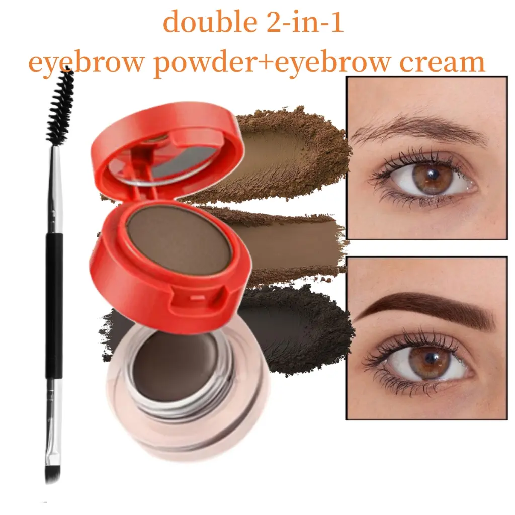 2-in-1 eyebrow cream eyebrow powder Gel Eyeliner and Eyebrow Powder Kit Brown Black Water-proof with Eye Liner Brush