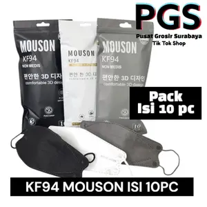 PGS | MASKER KF94 MOUSON EMBOS KOREAN ISI 10 PCS | MASKER MEDIS KF94 MOUSON WARNA HITAM PUTIH ABU