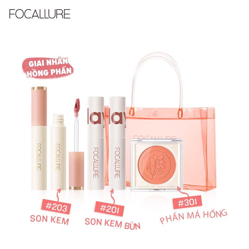  Bộ Mỹ Phẩm Focallure 4 Món Gồm Son Môi + Kem Nền + Kẻ Mắt + Bút Kẻ Mắt Kèm Túi Đựng 0.1kg 4 Cái 
