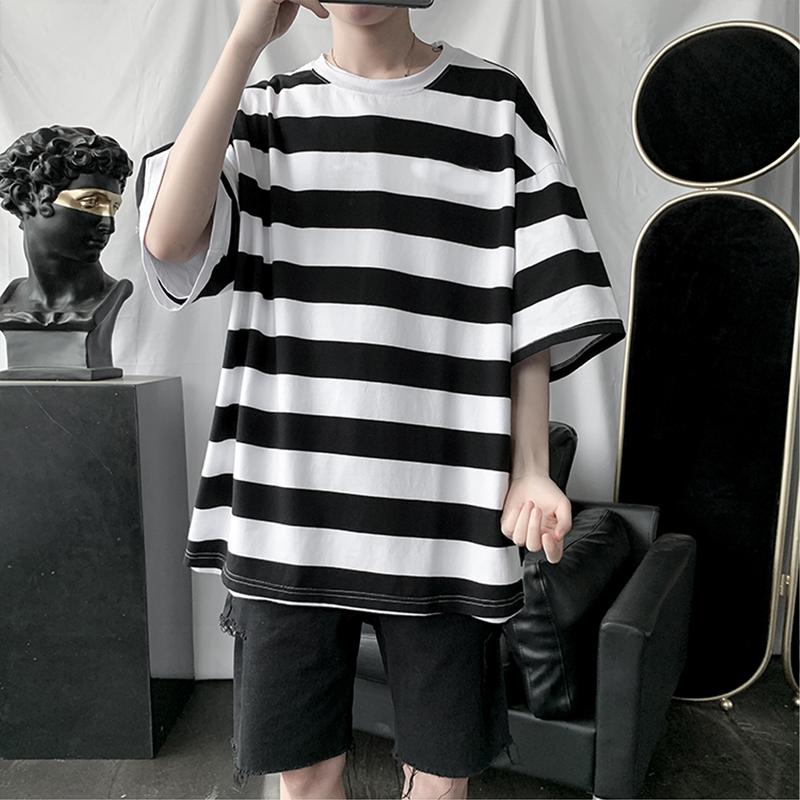 Product Introduction of Vintage striped T-shirt men's clothing Korean-style comfortable fine cloth fashion unisex clothes 16