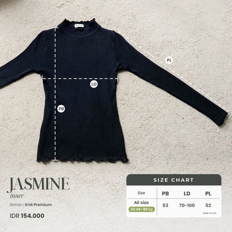 Bynissa - Jasmin Inner - Atasan Wanita - Atasan Rajut - Pakaian Sehari hari - Melar - Lengan Panjang - Wolsoom - Baju Inner Lembut Nyaman 7