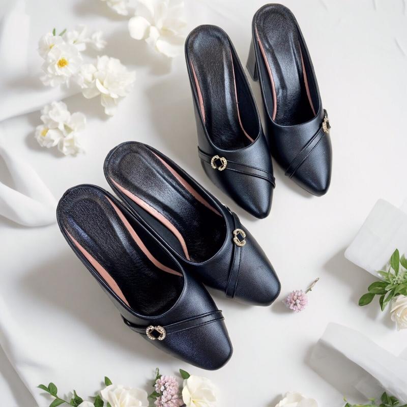   DEAL Mở Bán Trên livestream    Giày Sục Mũi Vuông  Mũi Nhọn Đủ Size 35-42 Gót Vuông Có Mác Day Trên Mũi Giày 