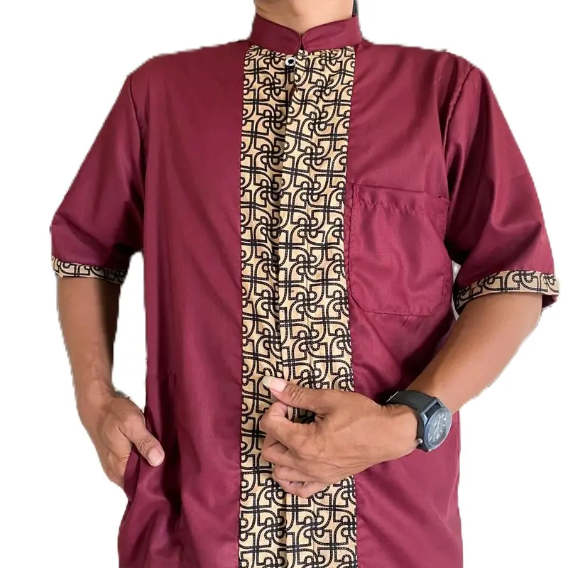 Baju Koko Jumbo Lengan Pendek Kombinasi  Dewasa Nyaman Toyobo 5