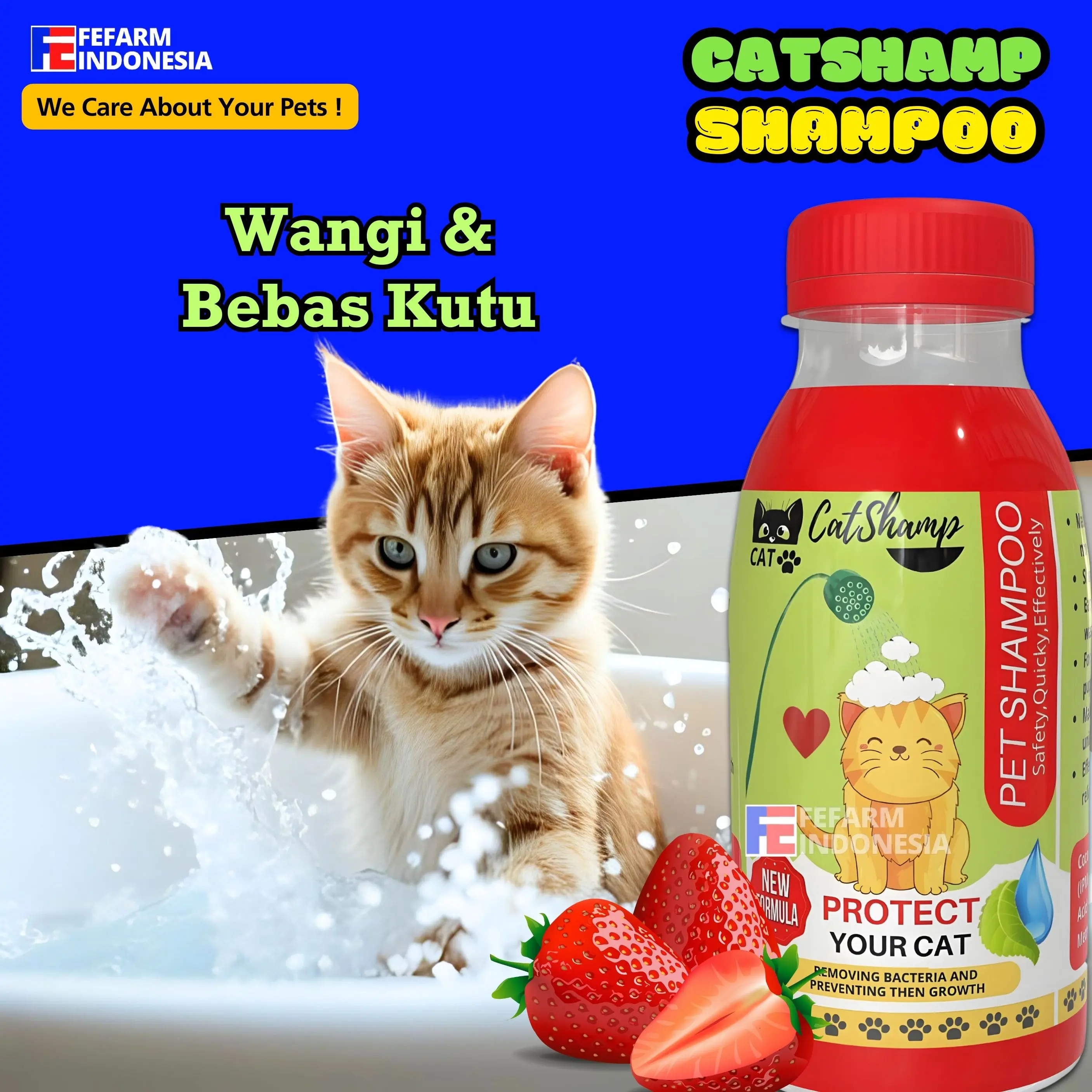 Shampo Anti Kutu Catshamp Kucing Bersihkan Kutu dan Parasit dengan Mudah dan Aman Fefarm