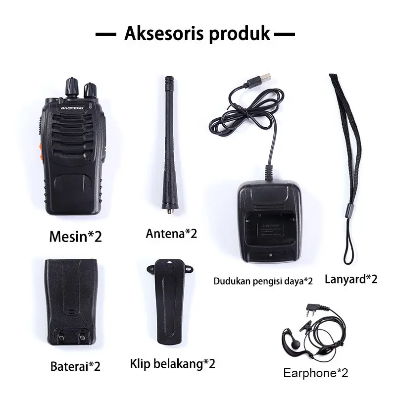 BAO FENG  BF 888S 2unit walkie-talkie Ht 16 channels VOX No need to press PPT Jarak jauh 10KM UHF 400-470mhz 8