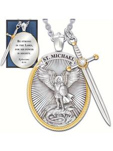 2 piezas del Arcángel San. Collar de Protección Michael – Amuleto del Ángel Escudo Sagrado, Joyería con Colgante de Aleación Regalo para Niñas, Adecuado para Hombres y Mujeres, Regalo de un Mejor Amigo