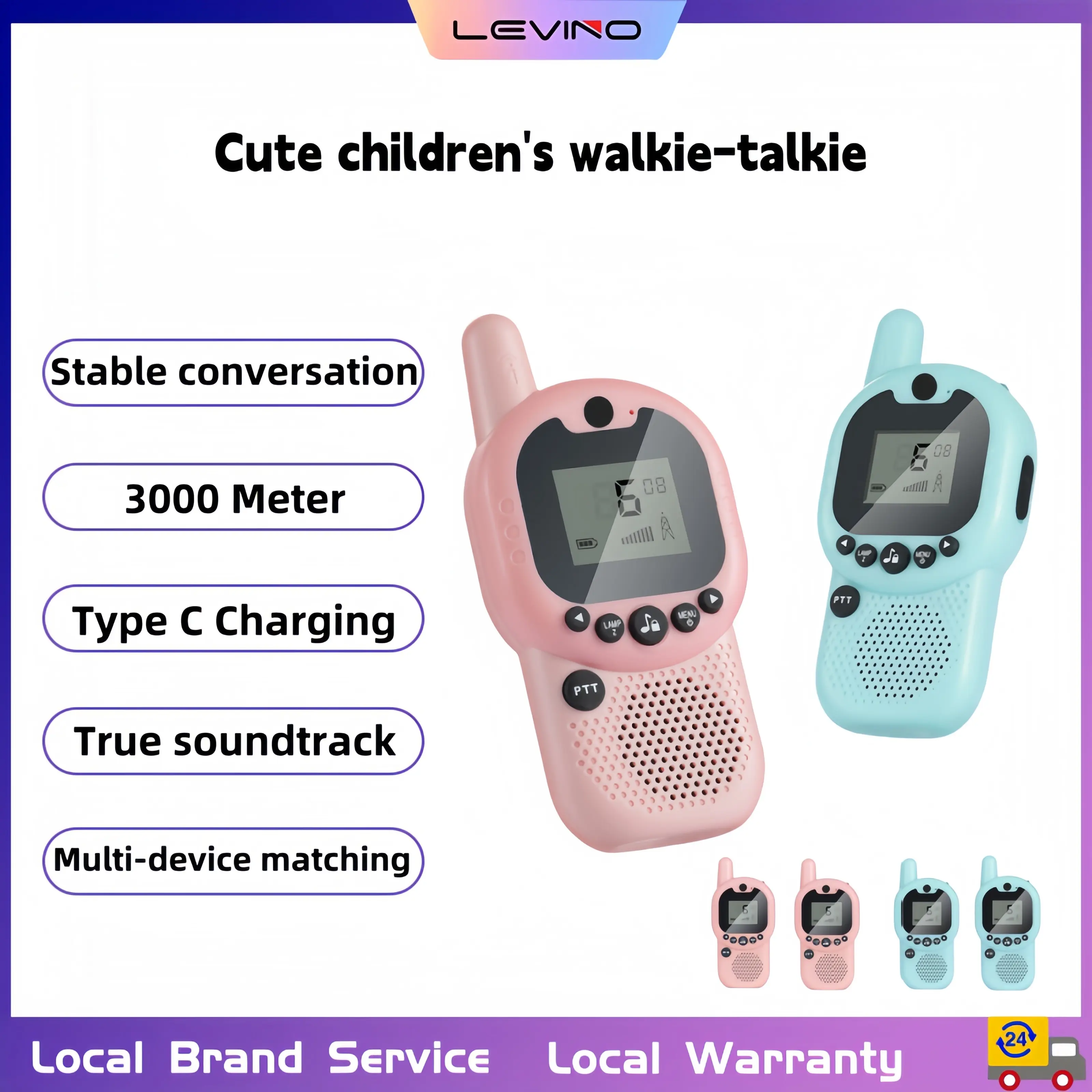 Children's Walkie Talkie for Kids 3KM Range UHF Portable Walkie Talkie Rechargeable Walkie Talkie Toy Kids Gift Kids Toy Audio Sound Christmas Birthday