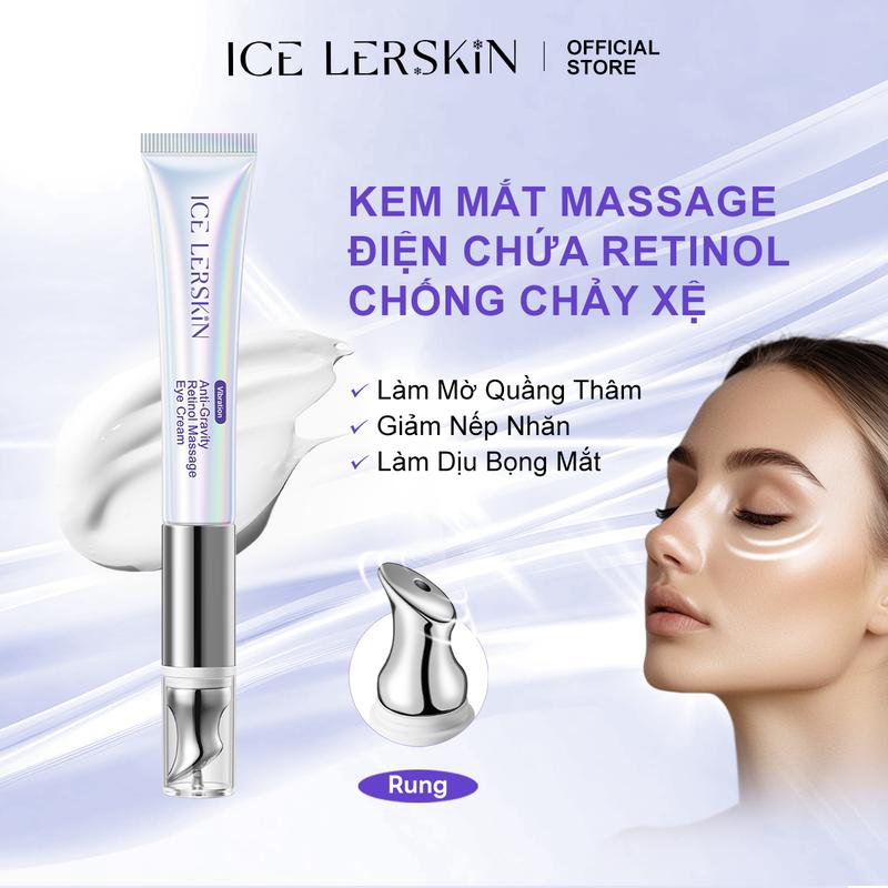 【HÀNG MỚI – GIẢM GIÁ ICE LERSKIN Kem Mắt Massage Điện Chống Trọng Lực Chứa Retinol 20g | Mờ Quầng Thâm | Giảm Nếp Nhăn | Làm Dịu Bọng Mắt | Dưỡng Ẩm | Cấp Nước | Nuôi Dưỡng Làn Da | Phù Hợp Mọi Loại Da | Làm Mịn Da