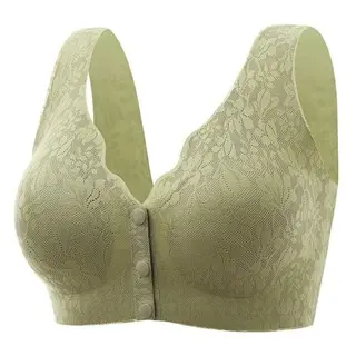 Bh Wanita seamless Rompi bra renda kancing depan push up tanpa kawat busa tipis 1