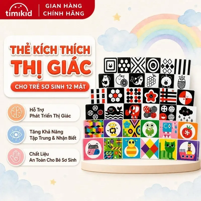 Bộ thẻ GẤP KÍCH THÍCH THỊ GIÁC Cho Bé Sơ Sinh Lalala baby 12 Mặt (Mẫu Mới) - Giúp Bé Phát Triển Toàn Diện Đồ Chơi