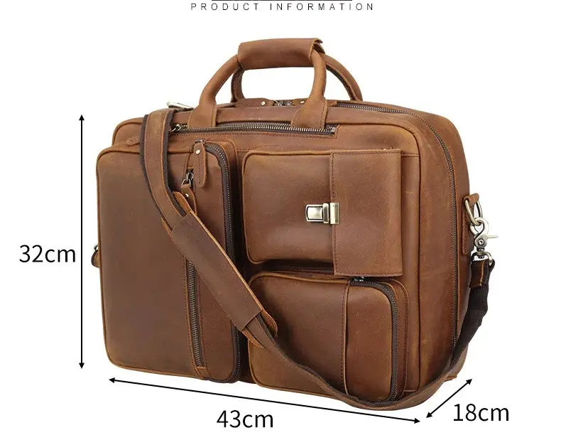 Tas Kerja Kulit Pria 3 In 1 Tas Bahu Ransel Tas Selempang Kulit Asli