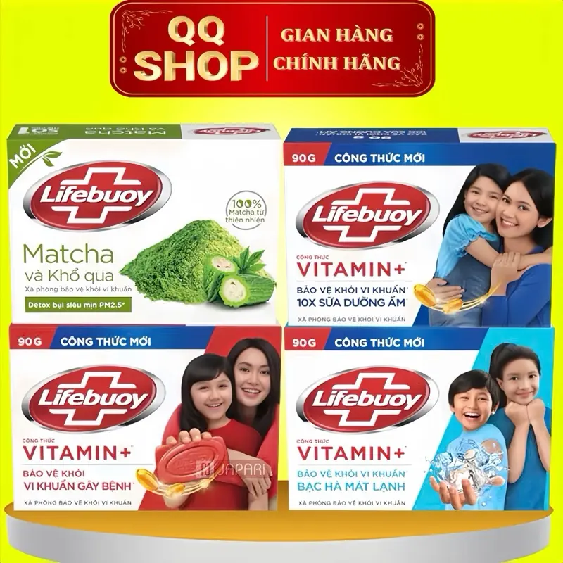￼Xà bông cục lifebuoy và bondy care 90g hương thiên nhiên Bảo vệ da - Matcha khổ qua - chăm sóc da - mát lạnh bạc hà