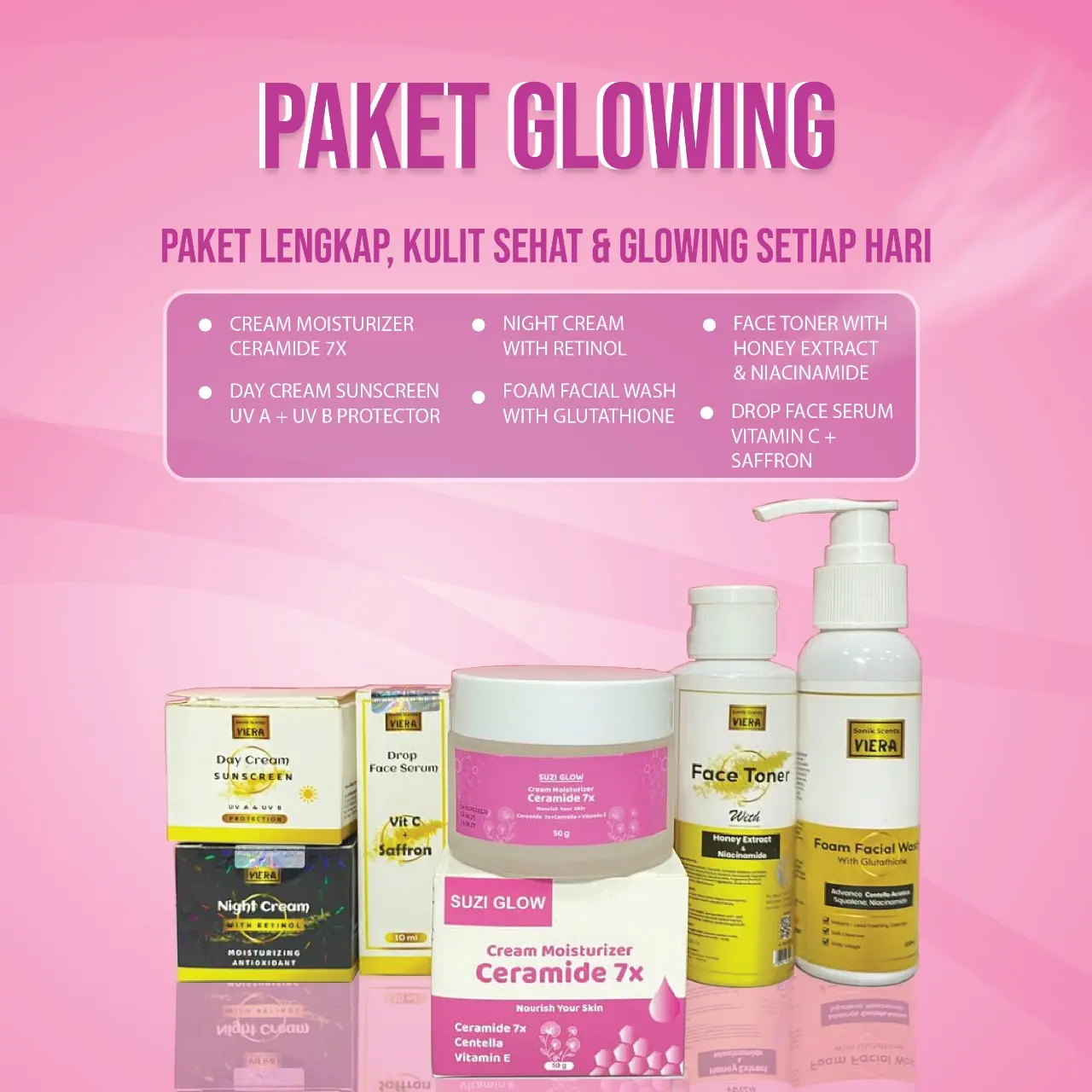 Paket Glowing 6in1 I Moisturizer suzi Glow 7x 50GR