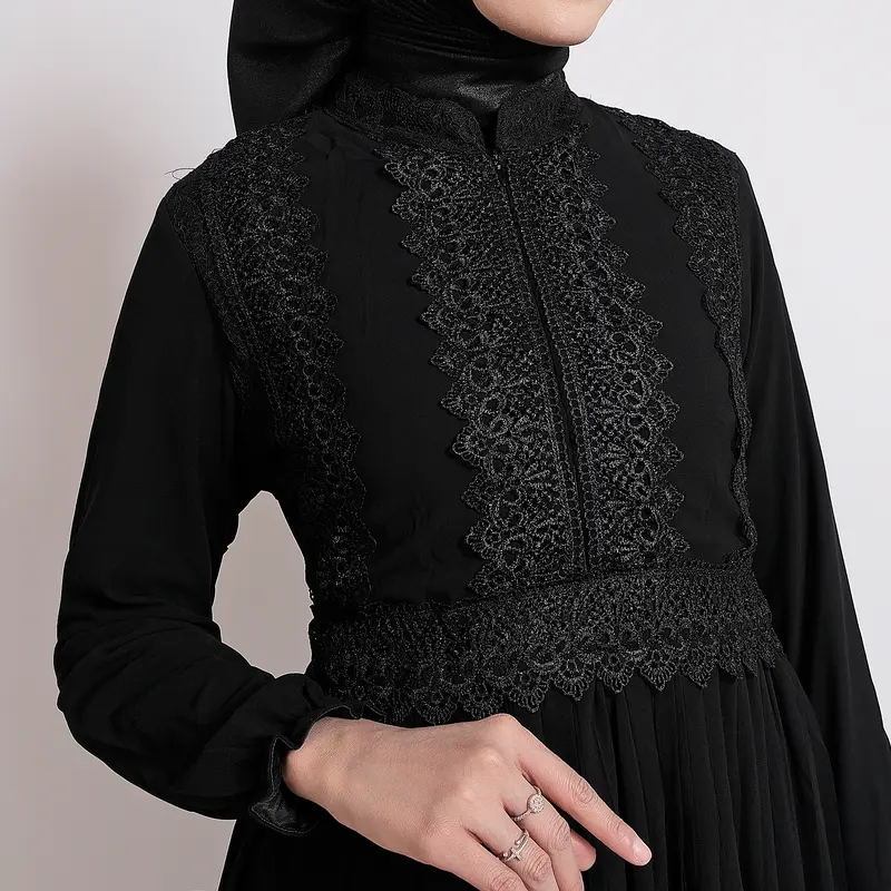 NewStar - Gamis Lebaran 2025 Terbaru Dress Kekinian Baju Hitam Muslim Wanita Murah Premium Model Baru Elegan Abaya Turkey Mewah i40 6