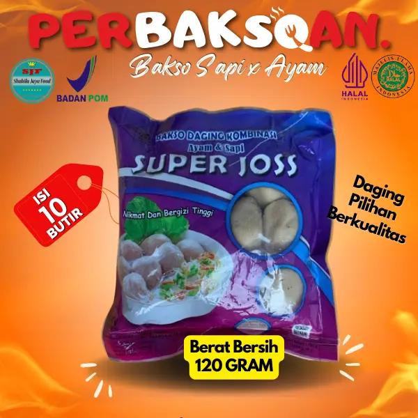 Bakso SUPERJOSS isi 10 Butir Berat 120 Gram Baso Pentol Dging Sapi Dan Ayam