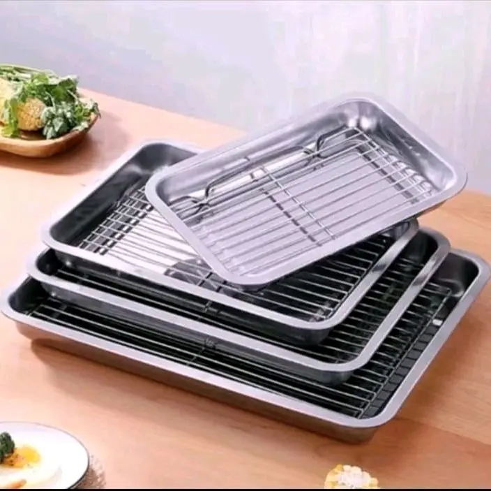 Cooling rak peniris minyak dengan nampan  stainless penyaji makanan