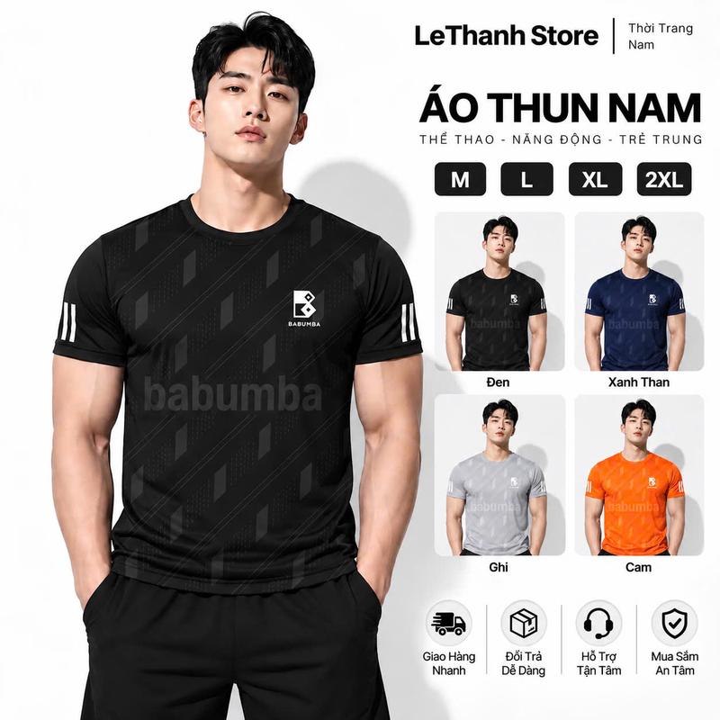 Áo Thun Nam Tay Ngắn Thể Thao Chất Thun Lạnh Co Dãn 4 Chiều