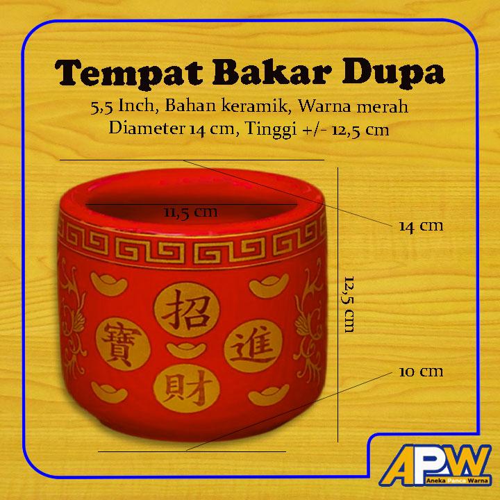 Tempat Bakar Dupa / Tempat Dupa Hiolo Bulat Keramik Merah