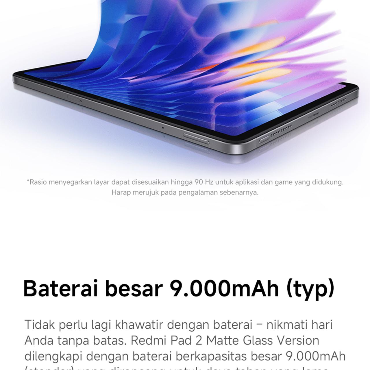 Xiaomi Redmi Pad 2 Play Bundle (4GB/128GB) | 11" 2.5K layar matte glass lebih aman untuk mata | Digital parenting assistant | Baterai jumbo 9000mAh (typ) untuk 17 jam belajar dan bermain tanpa henti | Play bundle casing dan stylus di dalam box