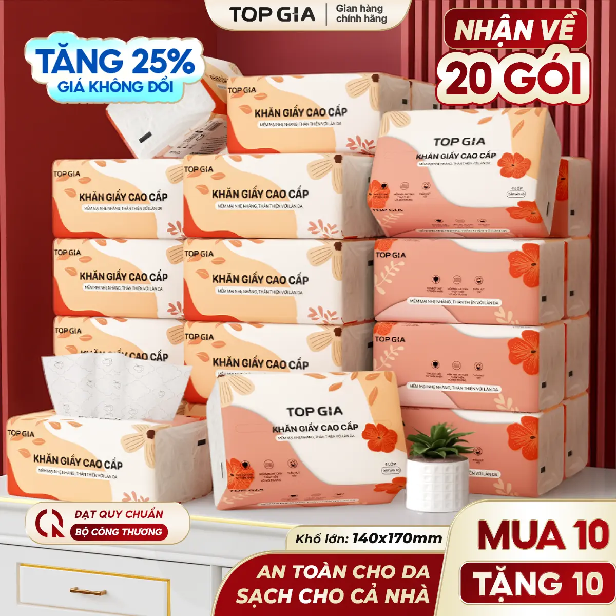 [MUA 10 TẶNG 10] Khăn Giấy Cao Cấp Sắc Hạ Dập Vân 4D 240 Tờ Chắc Chắn Siêu Dai 140x170mm Bản To, giấy ăn 4 lớp dập vân 4D bền chắc mềm mịn, Thùng 10 Gói Tặng 10 Gói, khăn giấy vệ sinh ĐẠT QUY CHUẨN CỦA BỘ CÔNG THƯƠNG VTG83