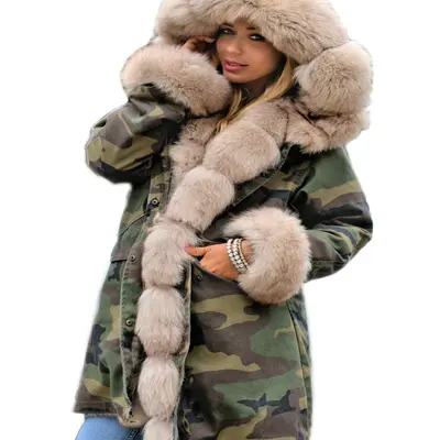 Army fatigue coat with fur hood hotsell