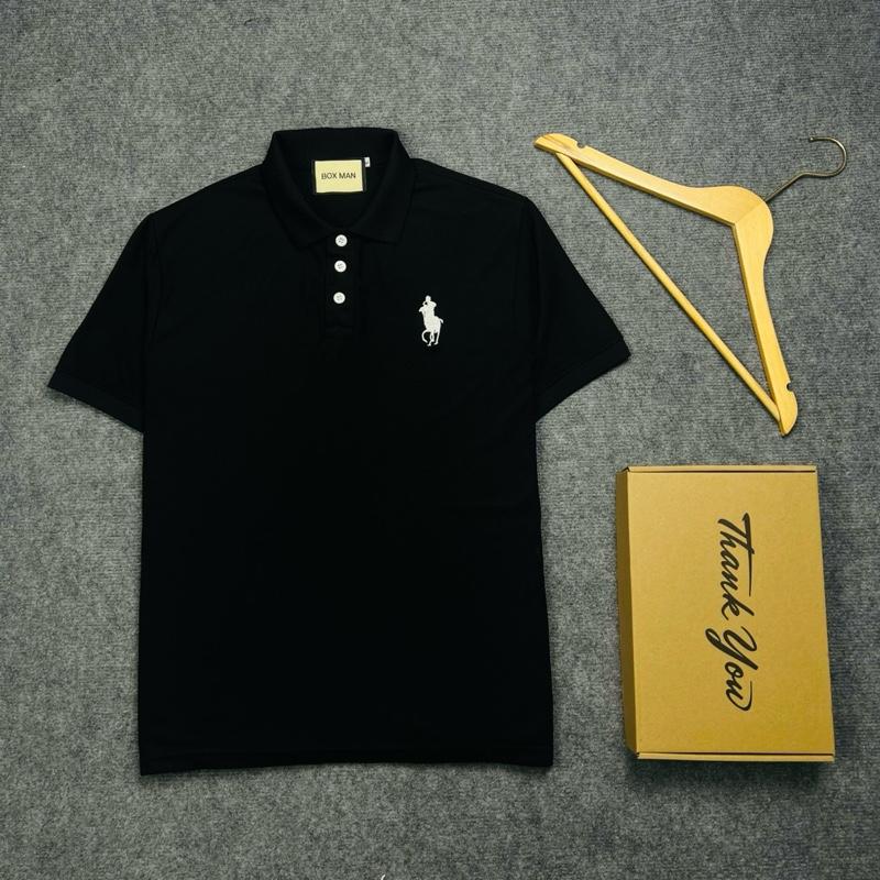 MS06 -  Áo polo nam trơn hoạ tiết thêu hình M đứng trước ngực