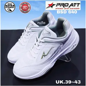 Pro Att Sepatu Badminton Volly Pria Lelaki Laki Sport Pro Att Bsd 640 Original Putih Abu Premium Berkualitas Size 39-43