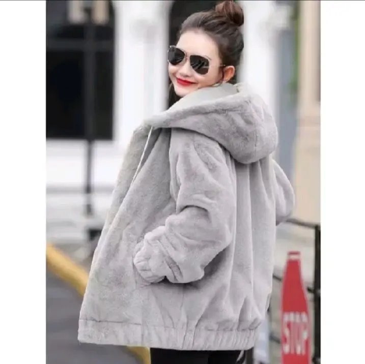 jaket bulu sherpa wanita flufy hangat tebal our color korean style import aw Dewasa Remaja Lembut Oversize Panjang Zipper 1