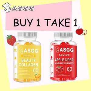 【Beli Satu Percuma Satu】ASGG Gummies Kollagen+Cuka Epal 120 Gummies Tambagan Vegan rasa buah-buahan
