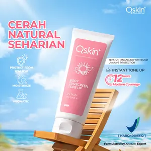 QSKIN+ Body Sunscreen Tone Up - Lotion Pelindung Tubuh Dari Sinar UV Mencerahkan Memutihkan Melembapkan SPF Tinggi HB Niacinamide Pelembap Anti Berminyak Segar & Cerah Bodycare