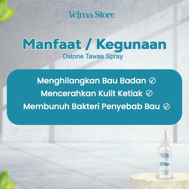 Dstone Deodorant Tawas Extra Whitening 60ml isi 3pcs Anti Ketiak Hitam, Pencerah Ketiak, atasi Bau Tubuh dan Memutihkan non Roll Organic 24 Months anti bakteri 3