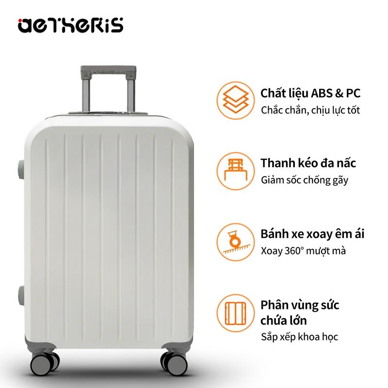 Vali loại doanh nhân bánh xe rời size 20-24 unisex khóa kéo cao cấp khung nhôm,Bảo Hành 5 Năm